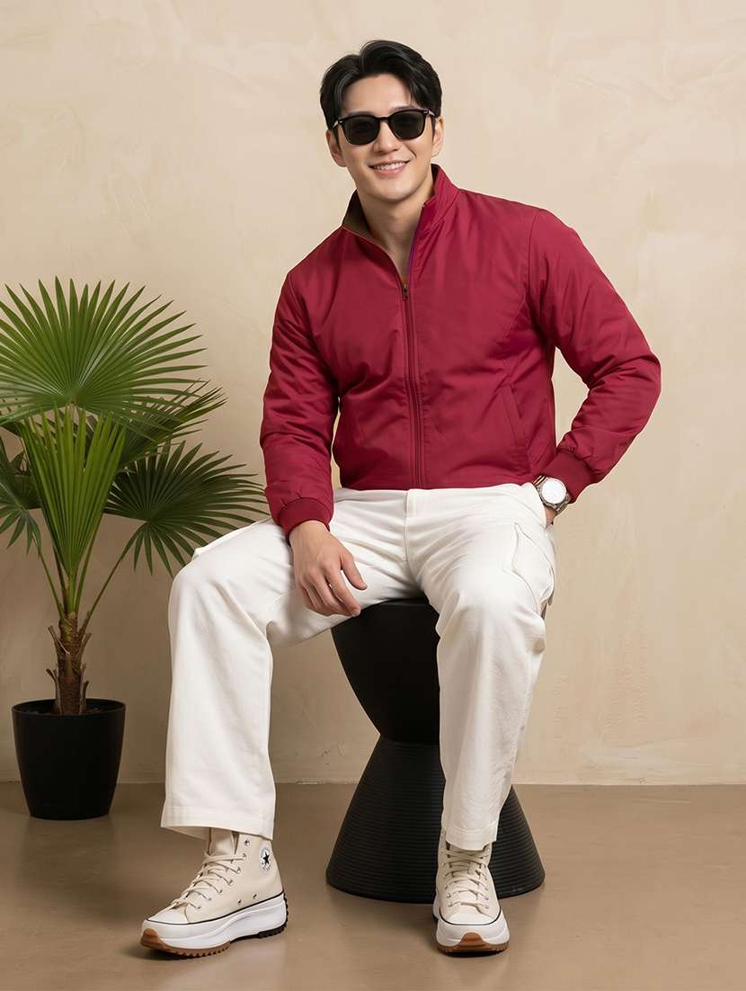 men solid long sleeves reversible bomber jacket - 22618497 -  Standard Image - 6