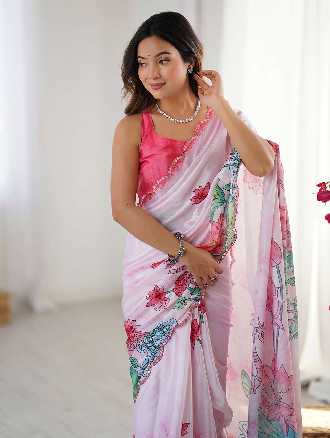 Women Printed Casual Wear Saree With Blouse - 22618525 -  Standard Image - 1