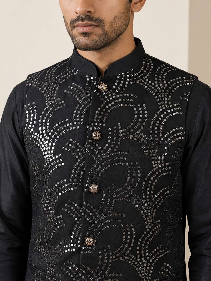 Men Embroidered Sleeveless Nehru Jacket - 22618548 -  Standard Image - 1