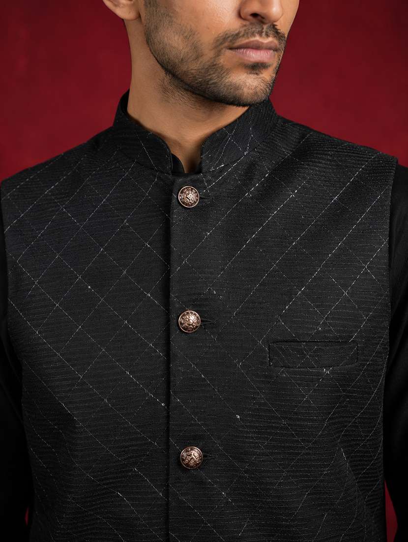 Men Printed Sleeveless Nehru Jacket - 22618554 -  Standard Image - 1
