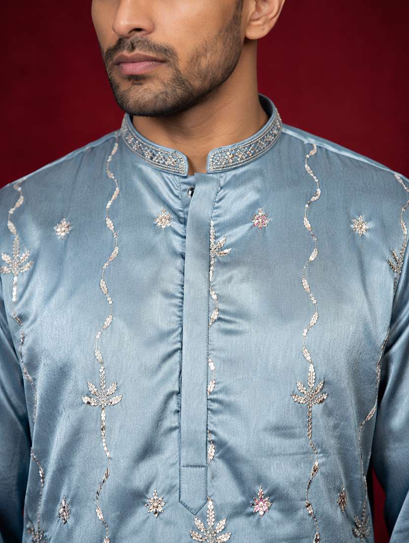 Men Embroidered Mandarin Neck Short Kurta - 22618586 -  Standard Image - 1