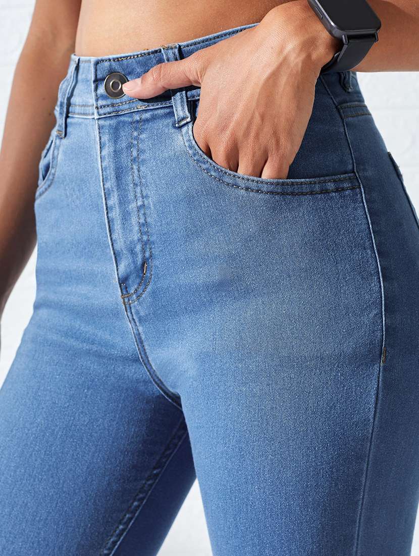 women washed high rise skinny fit jeans - 22618663 -  Standard Image - 1
