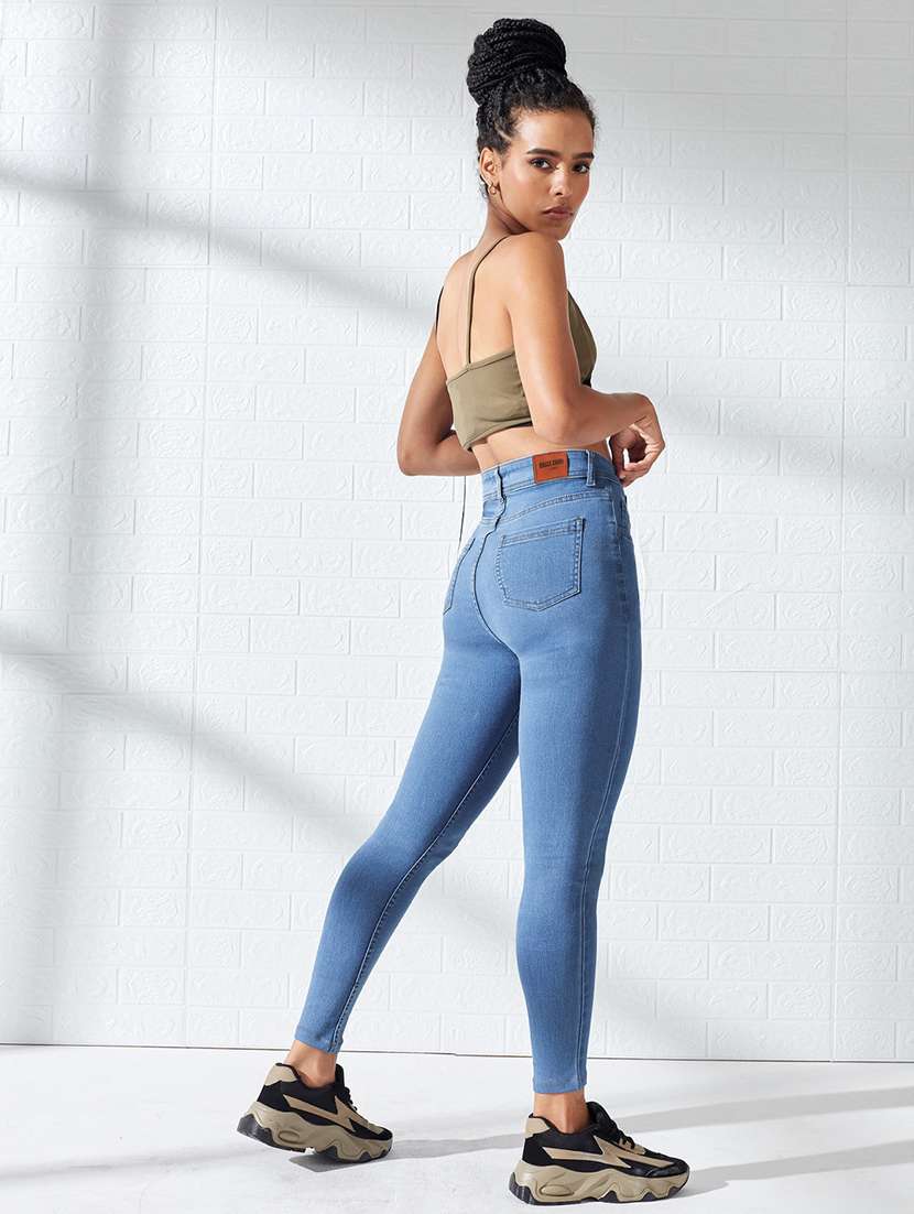 women washed high rise skinny fit jeans - 22618663 -  Standard Image - 4
