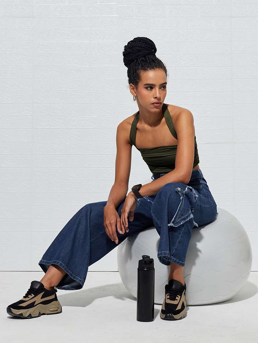 women distressed high rise wide leg jeans - 22618665 -  Standard Image - 4