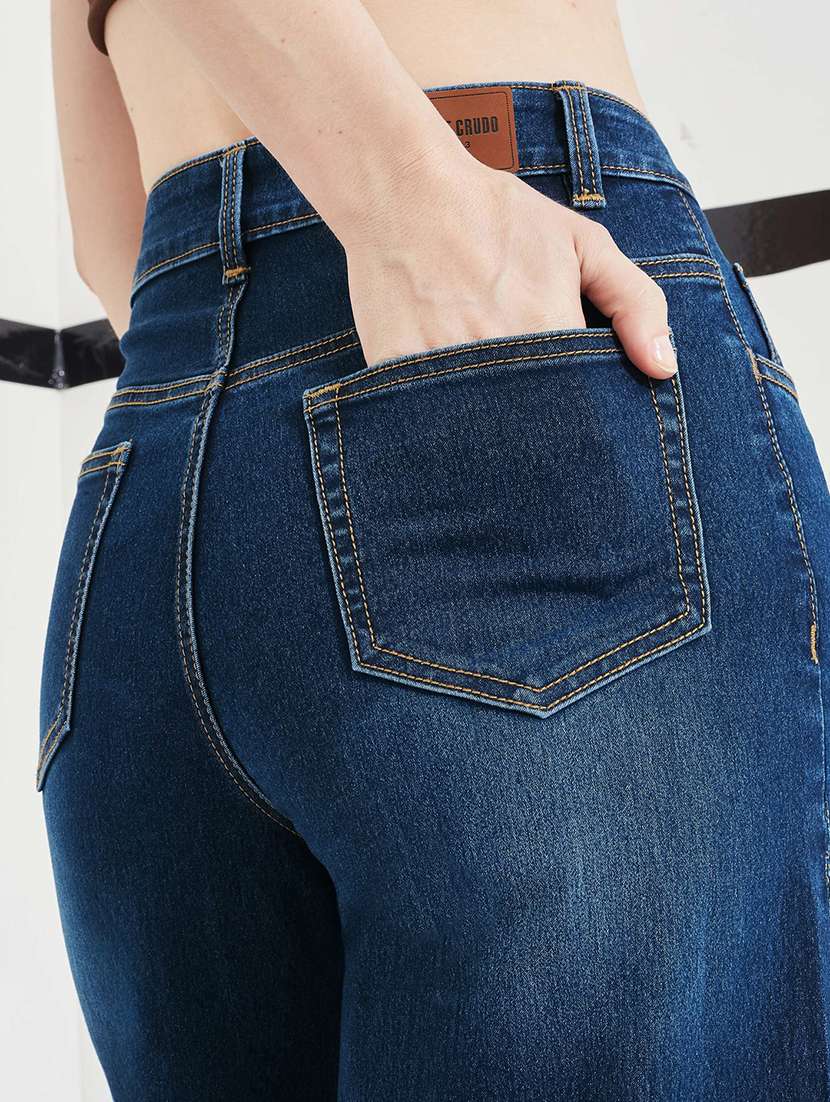 Women Washed High Rise Wide Leg Jeans - 22618672 -  Standard Image - 1