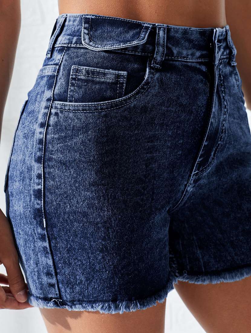 women washed high rise denim shorts - 22618730 -  Standard Image - 1