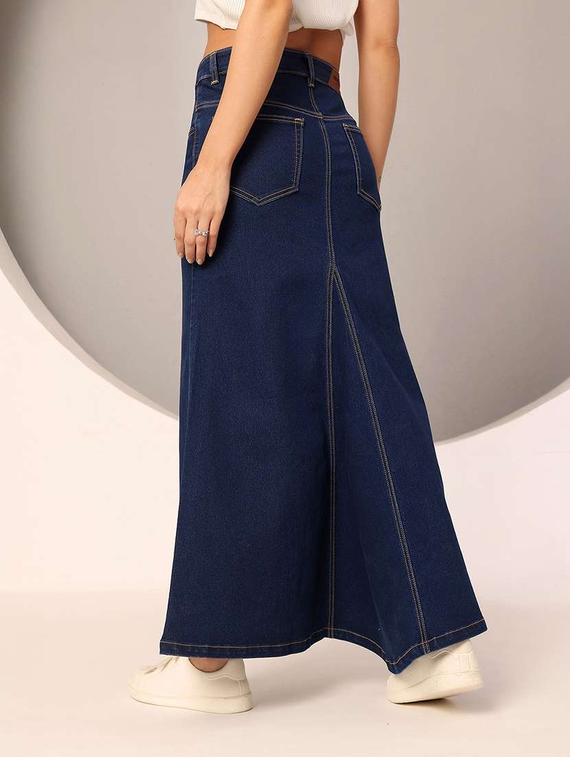 Women Solid Mid Rise Flared Skirt - 22618778 -  Standard Image - 4