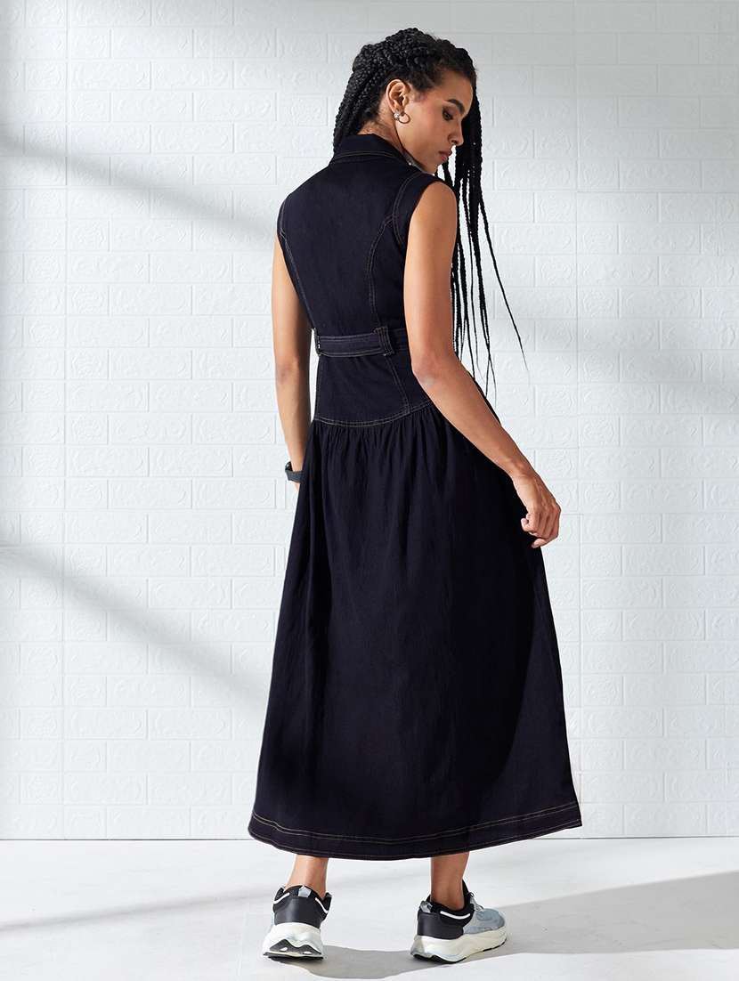 Women Solid Sleeveless A-line Dress - 22618790 -  Standard Image - 4