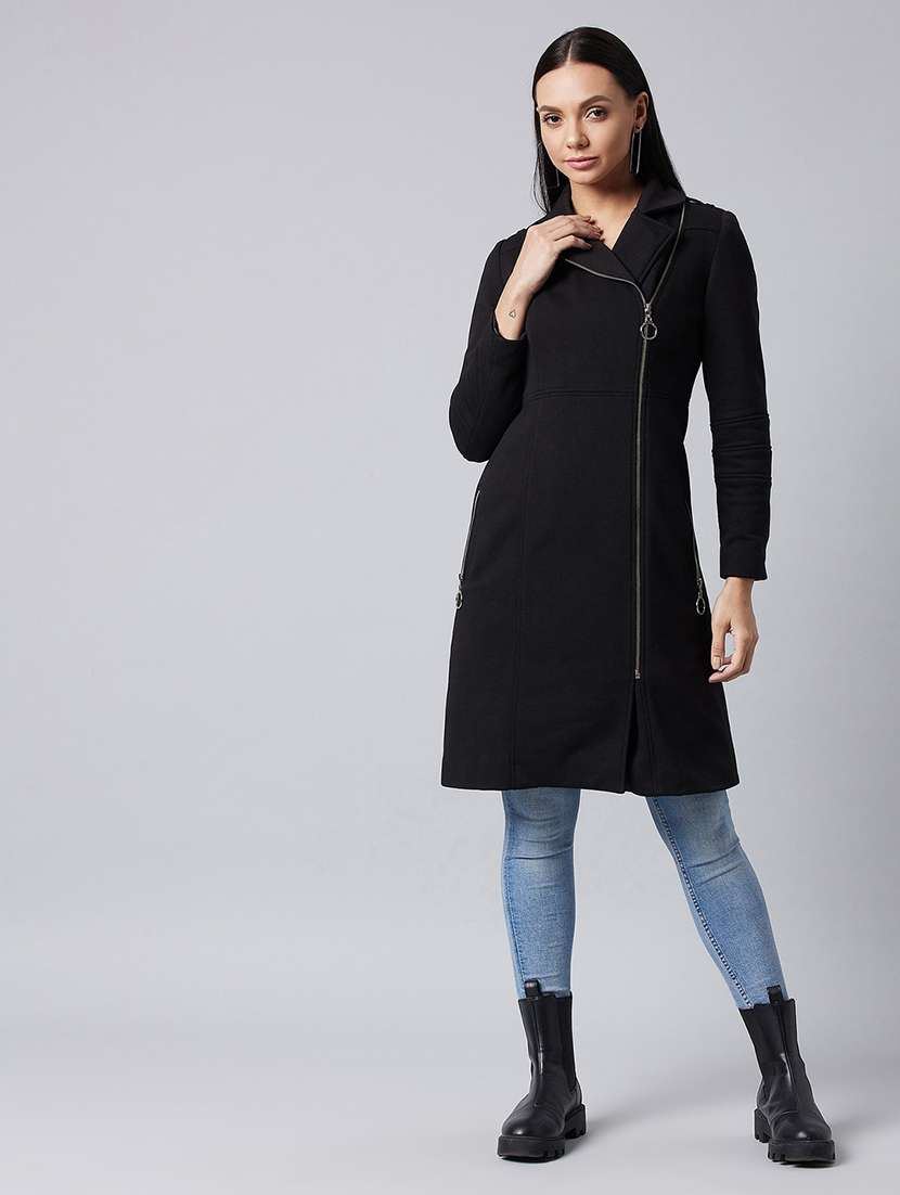 women solid long sleeves coatigan jacket