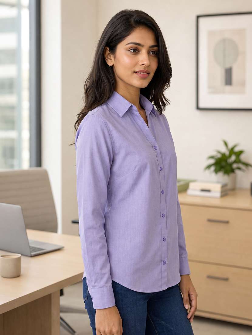 women solid long sleeves regular shirt - 22618867 -  Standard Image - 1