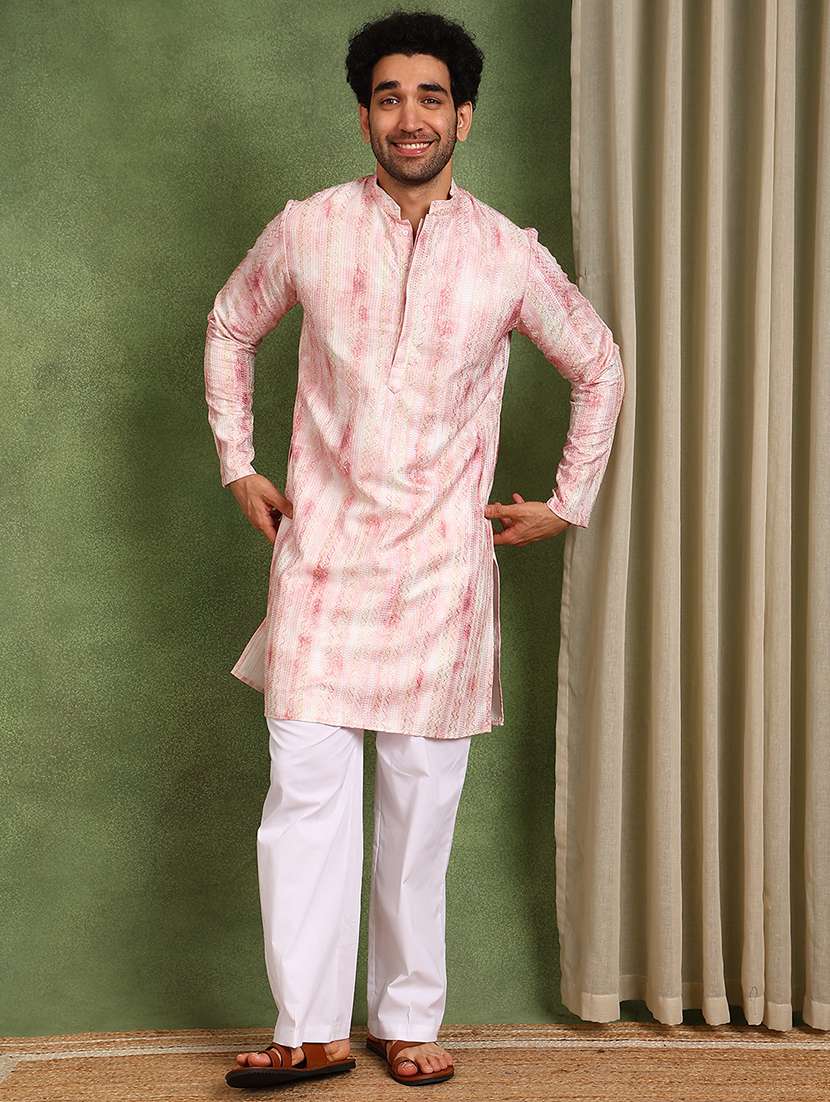 Men Embroidered Mandarin Neck Long Kurta - 22618914 -  Standard Image - 4