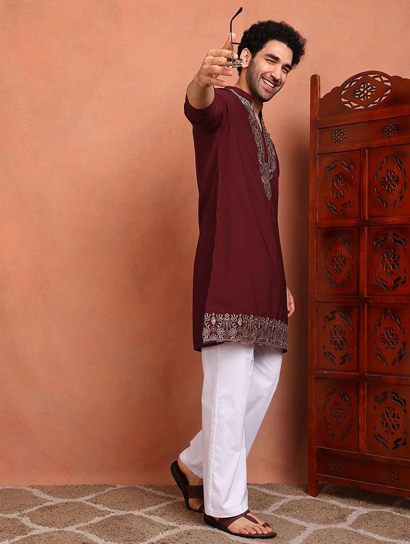 men embroidered long sleeves kurta pyjama set - 22618969 -  Standard Image - 4