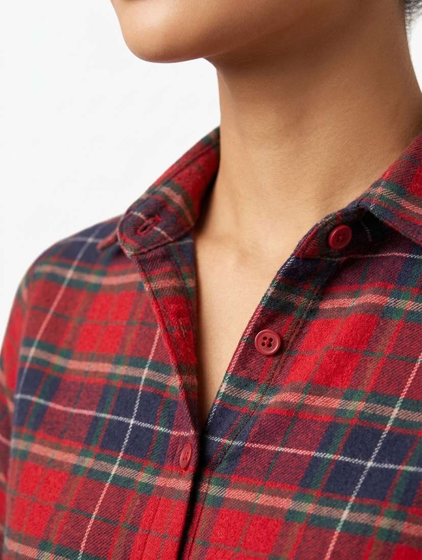 women checkered long sleeves regular shirt - 22619005 -  Standard Image - 1