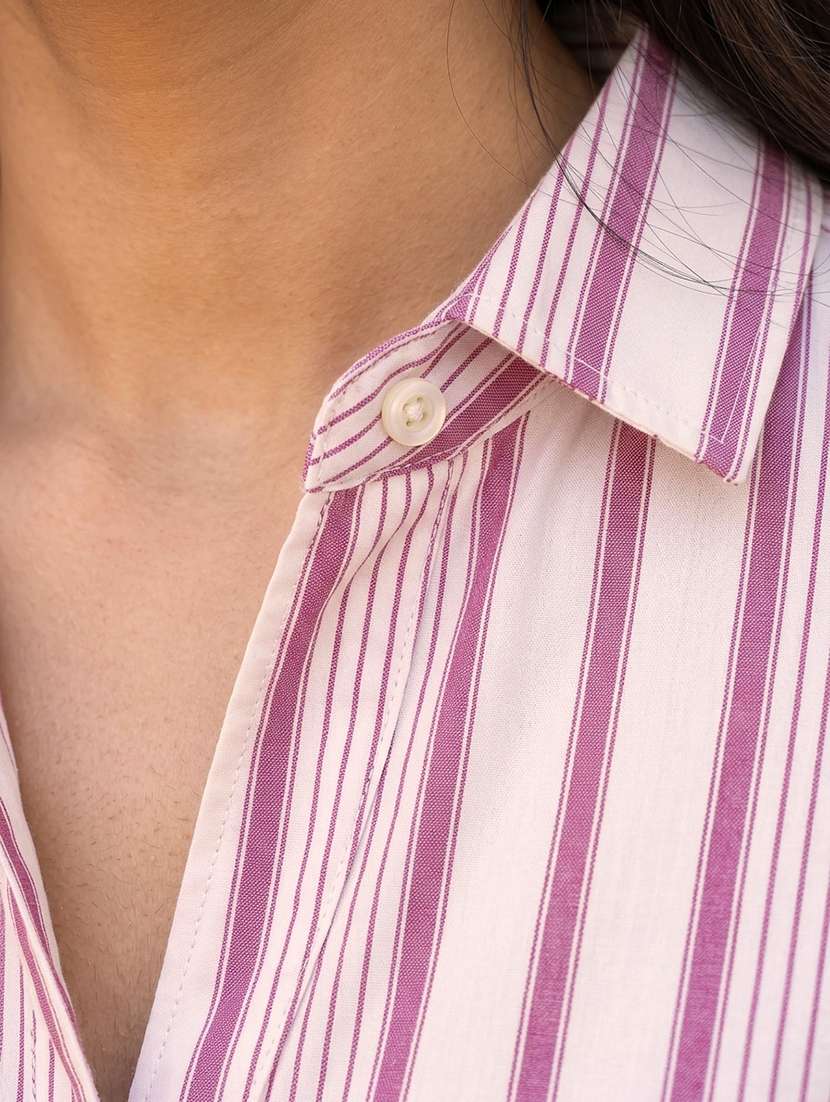 women striped long sleeves regular shirt - 22619007 -  Standard Image - 1