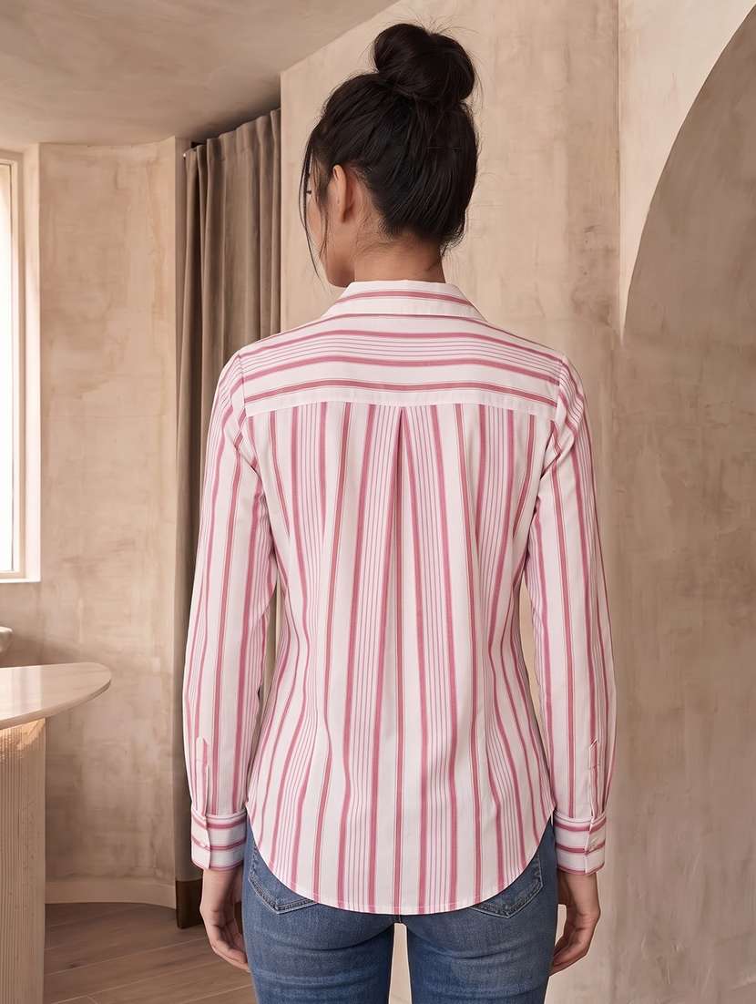 women striped long sleeves regular shirt - 22619007 -  Standard Image - 4