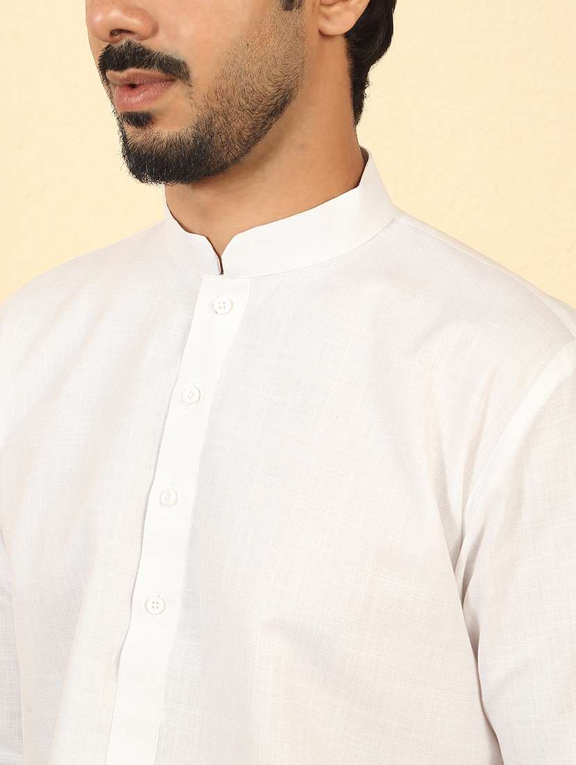 men solid mandarin neck short kurta - 22619039 -  Standard Image - 1