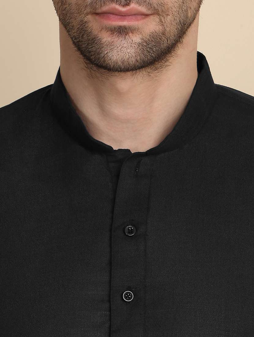 men solid mandarin neck long kurta - 22619059 -  Standard Image - 1