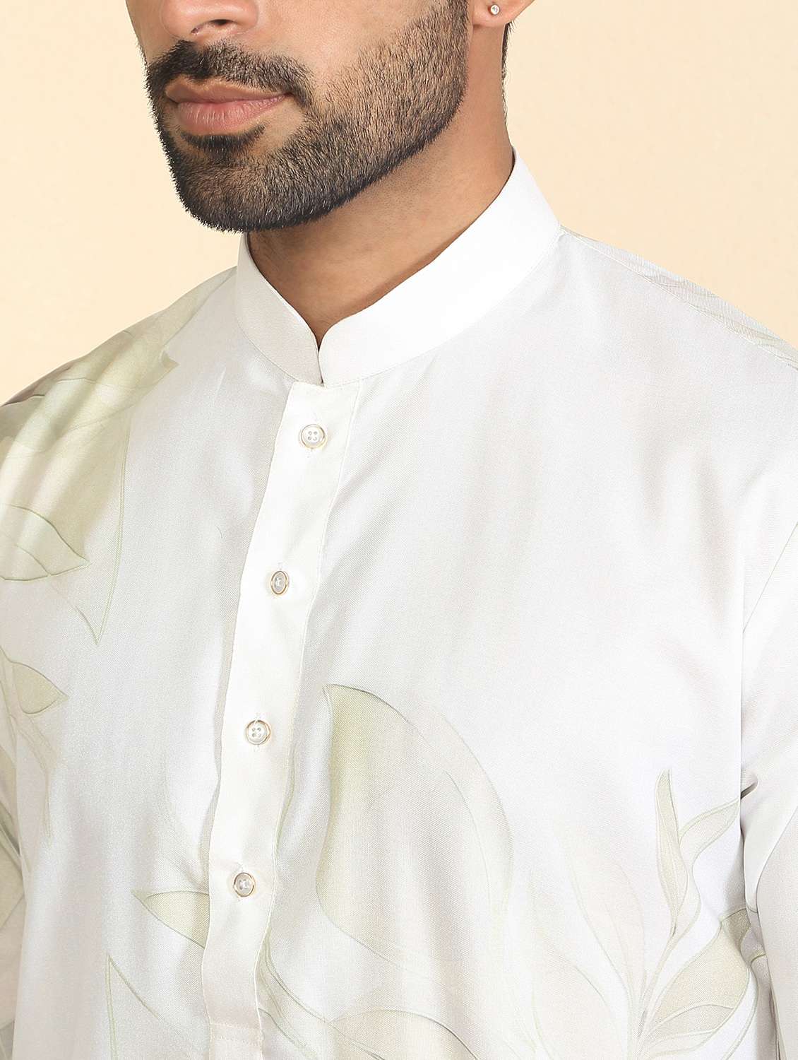 men printed mandarin neck long kurta - 22619120 -  Standard Image - 1