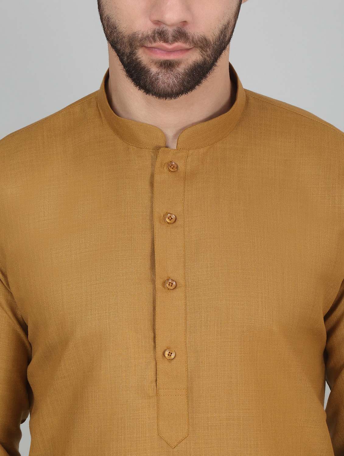 men solid mandarin neck long kurta - 22619150 -  Standard Image - 1