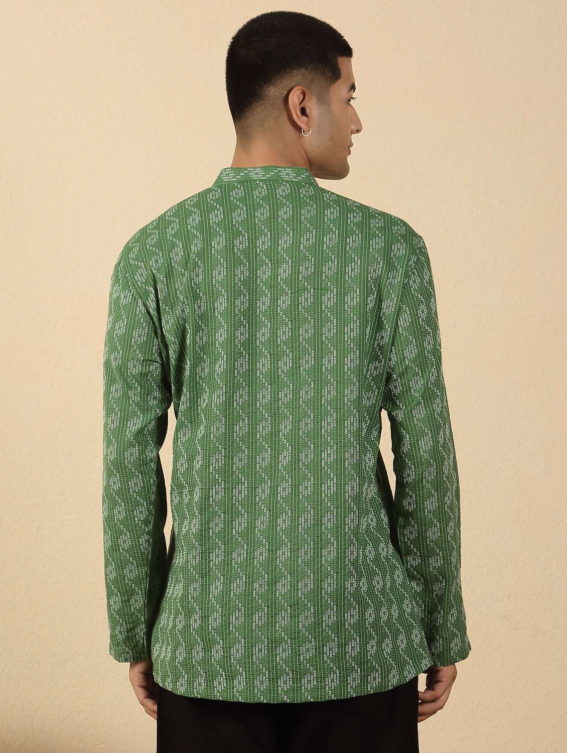 men printed mandarin neck short kurta - 22619203 -  Standard Image - 4