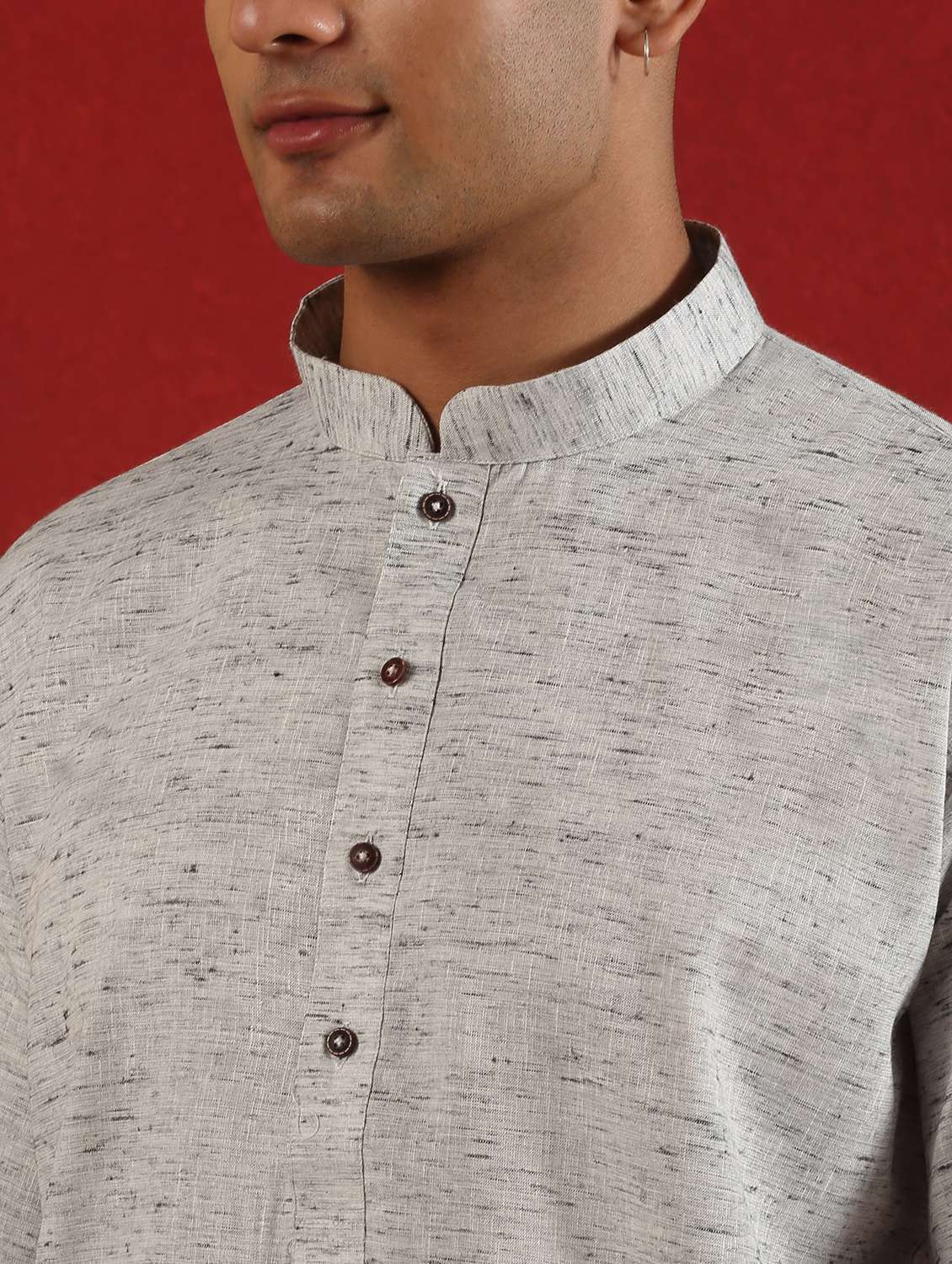 men self design mandarin neck long kurta - 22619234 -  Standard Image - 1