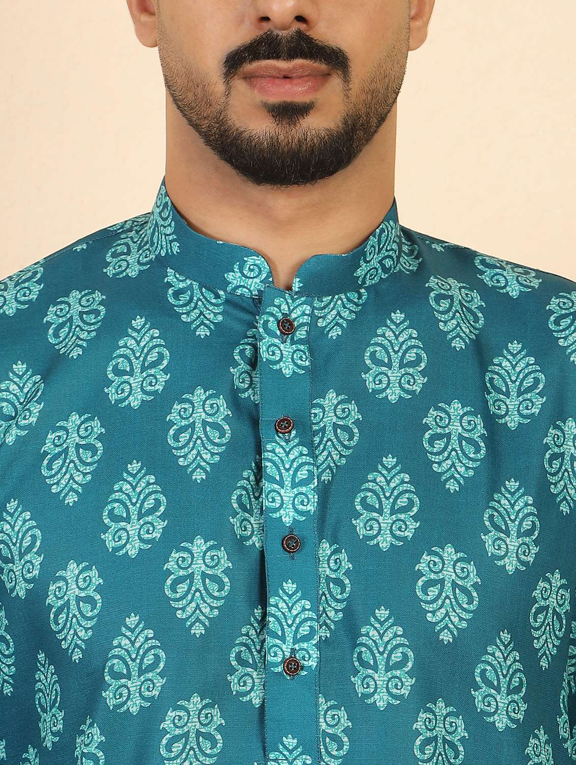 men printed mandarin neck long kurta - 22619271 -  Standard Image - 1
