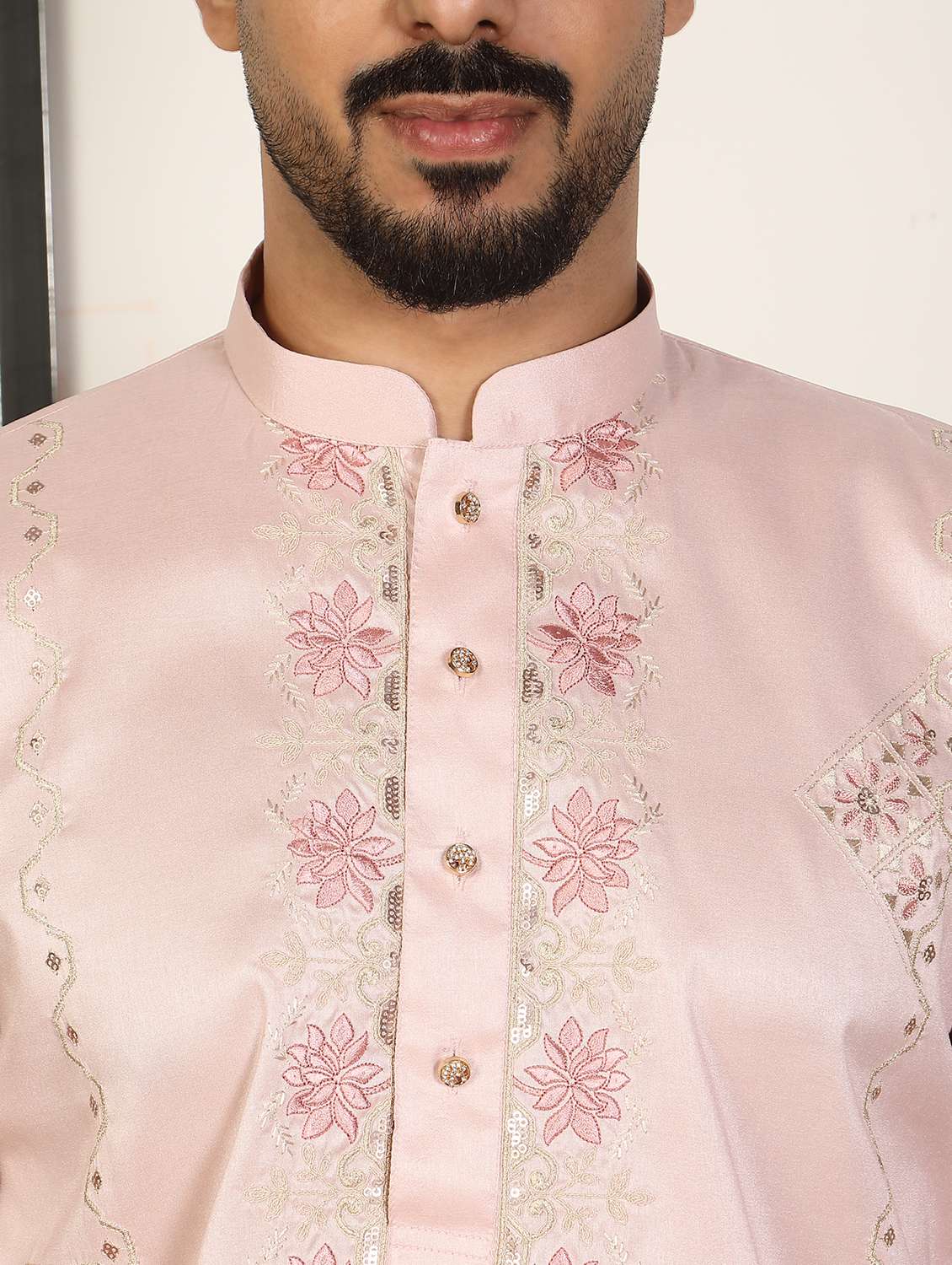 men embroidered mandarin neck long kurta - 22619277 -  Standard Image - 1