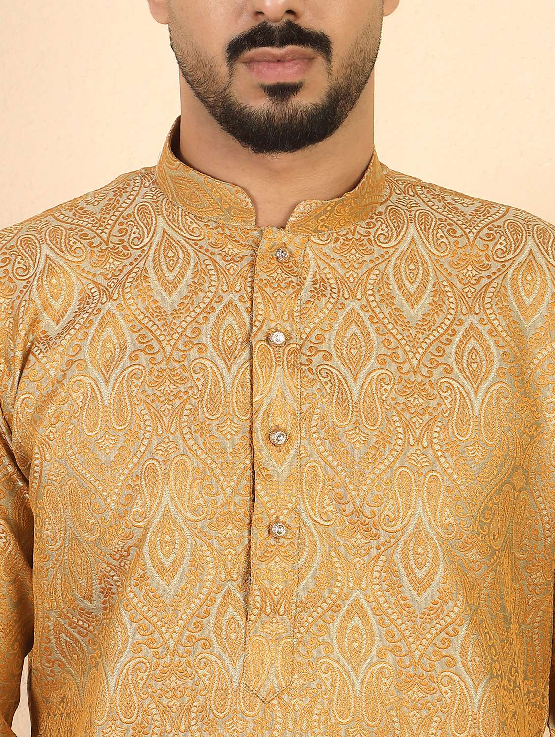 men self design mandarin neck long kurta - 22619278 -  Standard Image - 1
