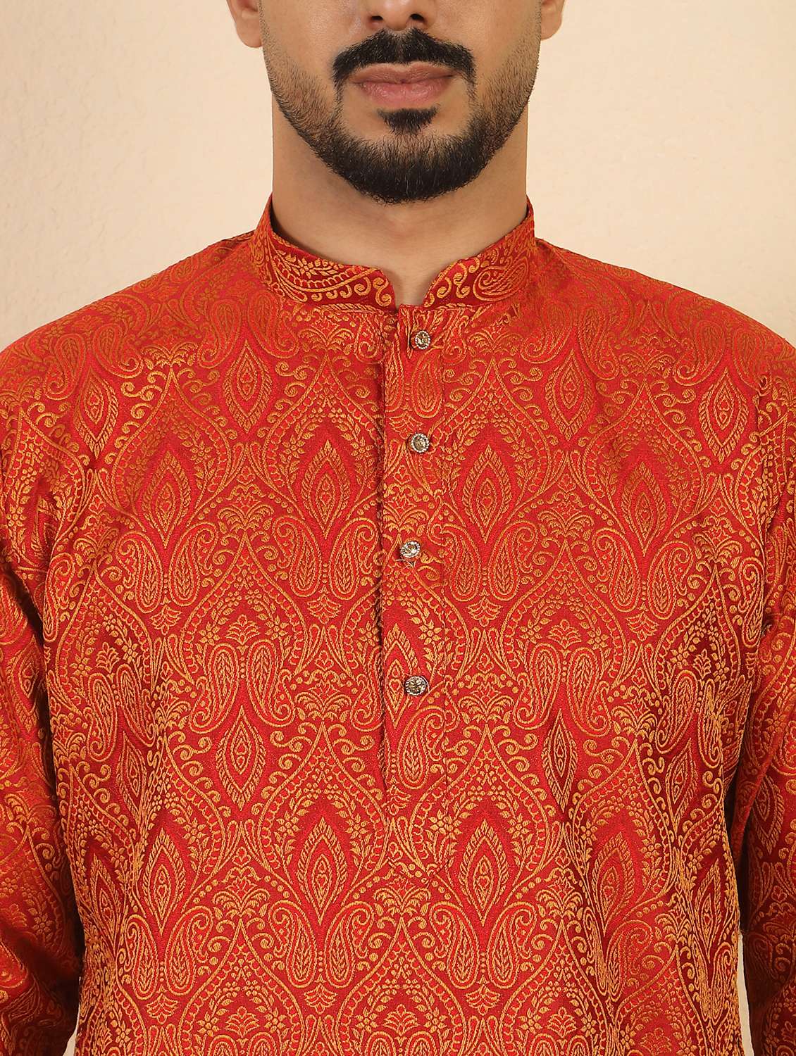 men self design mandarin neck long kurta - 22619282 -  Standard Image - 1