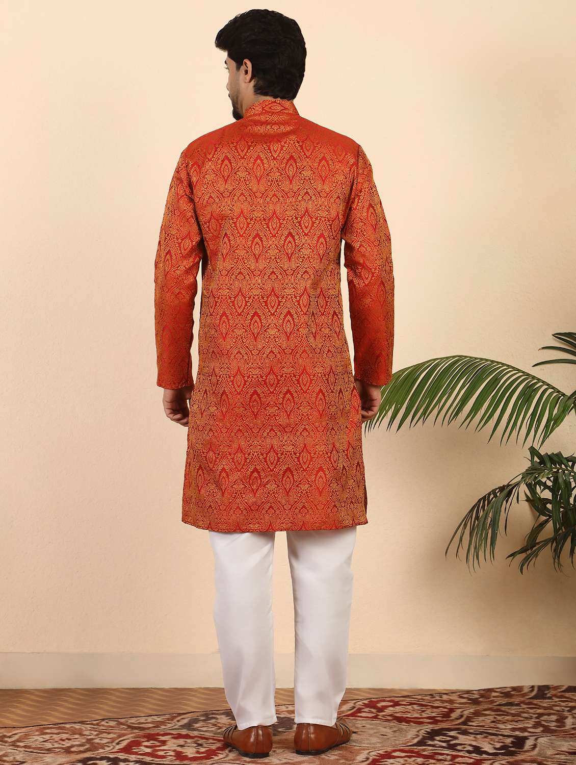 men self design mandarin neck long kurta - 22619282 -  Standard Image - 4