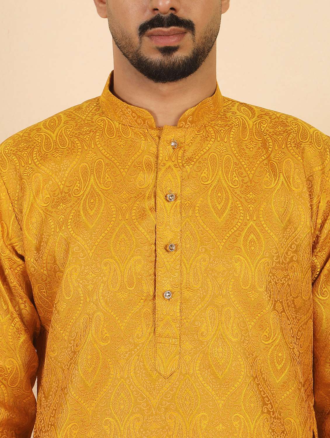 men self design mandarin neck long kurta - 22619283 -  Standard Image - 1