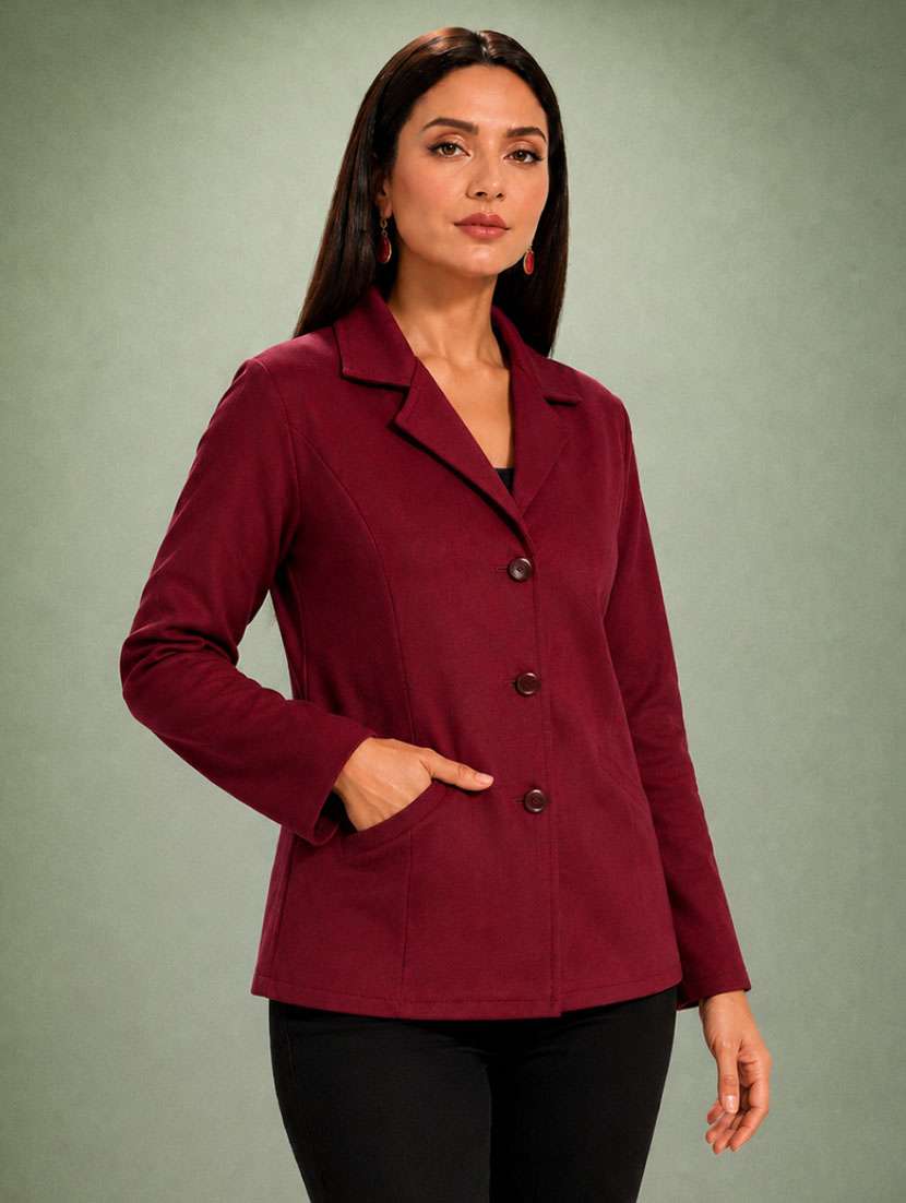 Women Solid Long Sleeves Casual Blazer - 22619287 -  Standard Image - 1