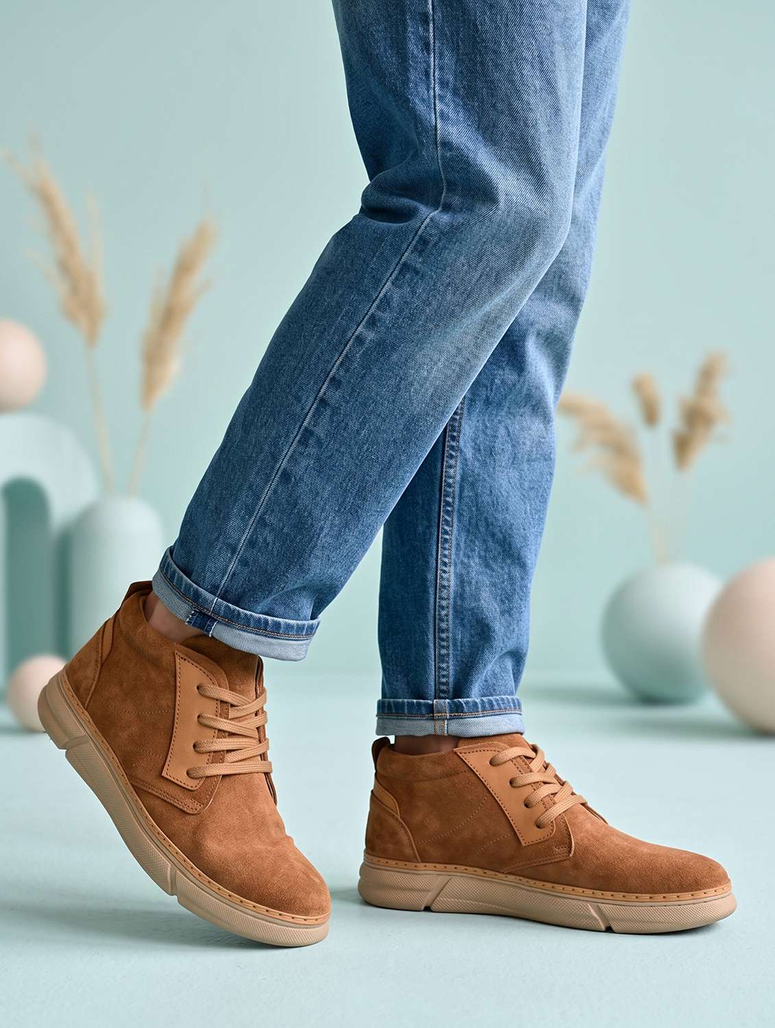 men solid lace up low ankle boots - 22619338 -  Standard Image - 4