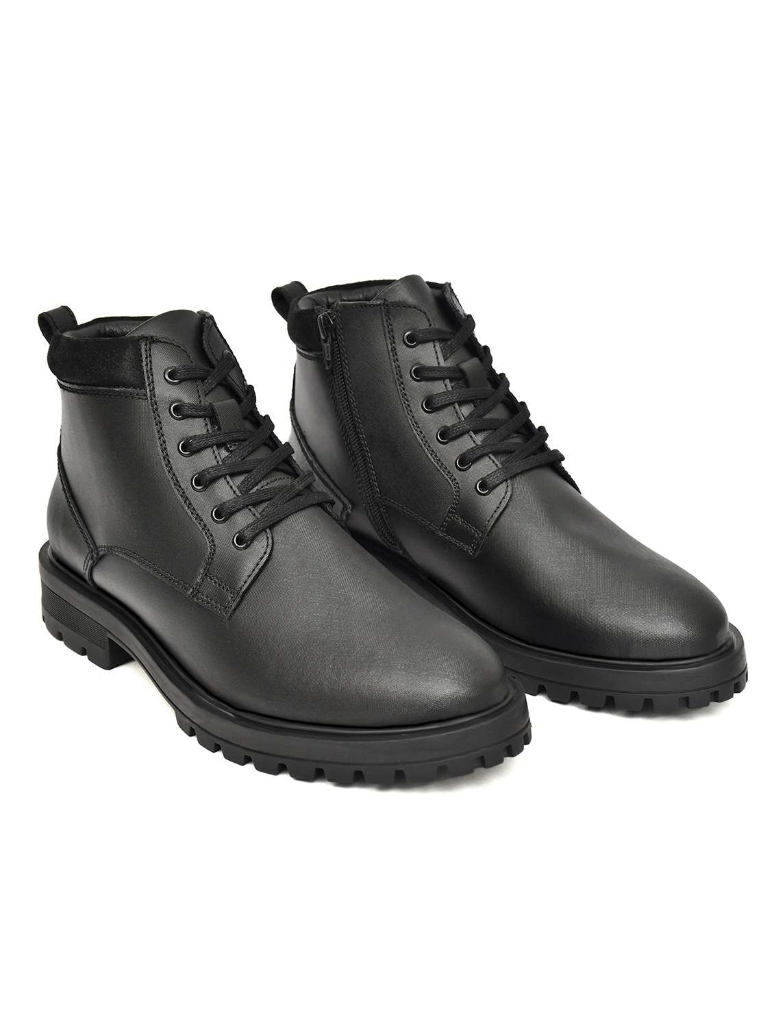 men solid lace up high ankle boots - 22619342 -  Standard Image - 1