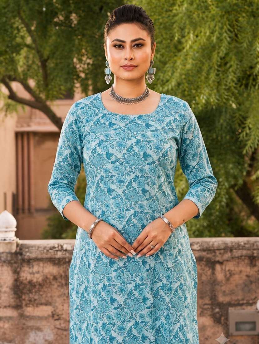 Women Printed Three Quarter Sleeves Kurta Pant Set With Dupatta - 22619362 -  Standard Image - 1