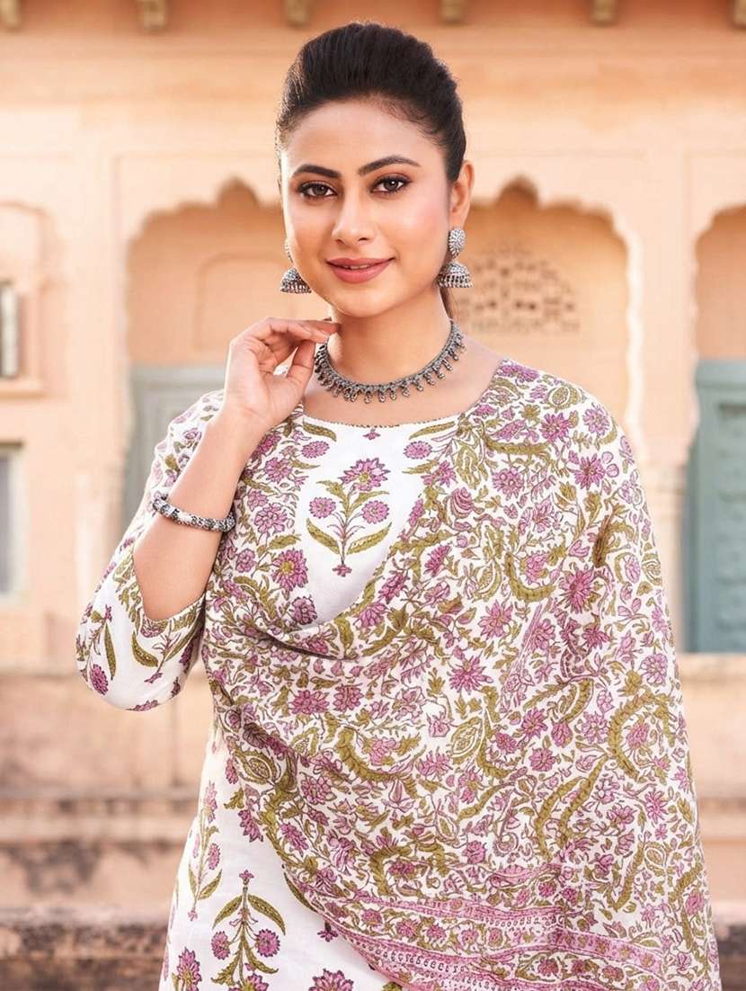 Women Printed Three Quarter Sleeves Kurta Pant Set With Dupatta - 22619365 -  Standard Image - 1