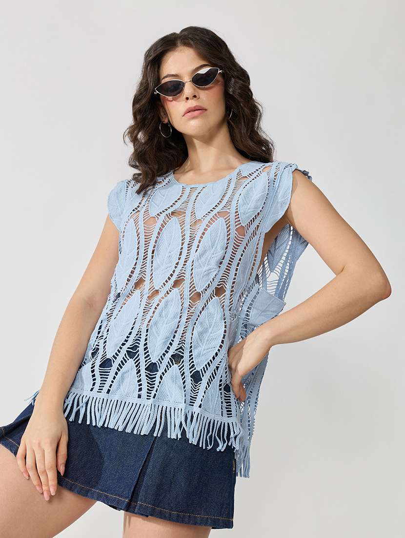 women self design sleeveless regular top