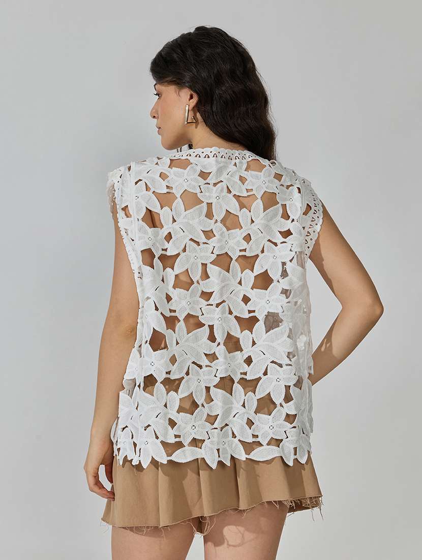 Women Self Design Cap Sleeves Regular Top - 22619424 -  Standard Image - 4