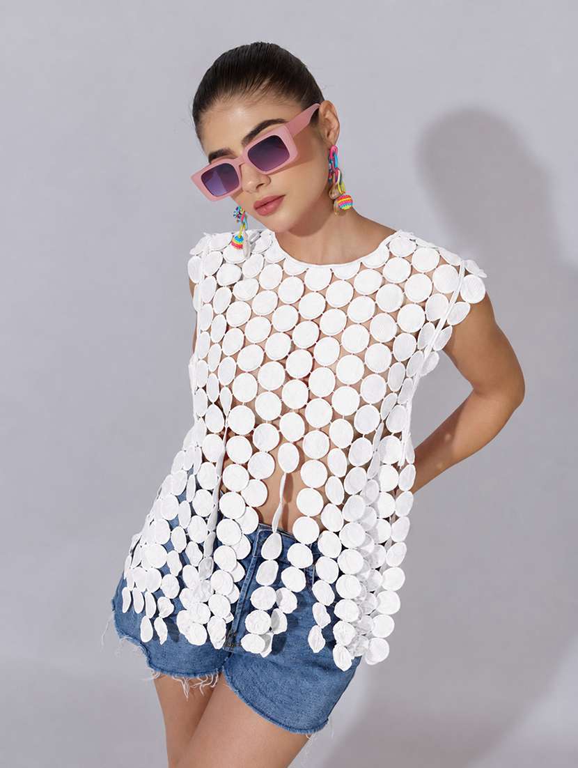 women self design sleeveless regular top