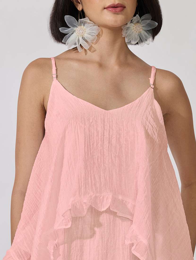 Women Solid Shoulder Strap Layered Dress - 22619463 -  Standard Image - 1