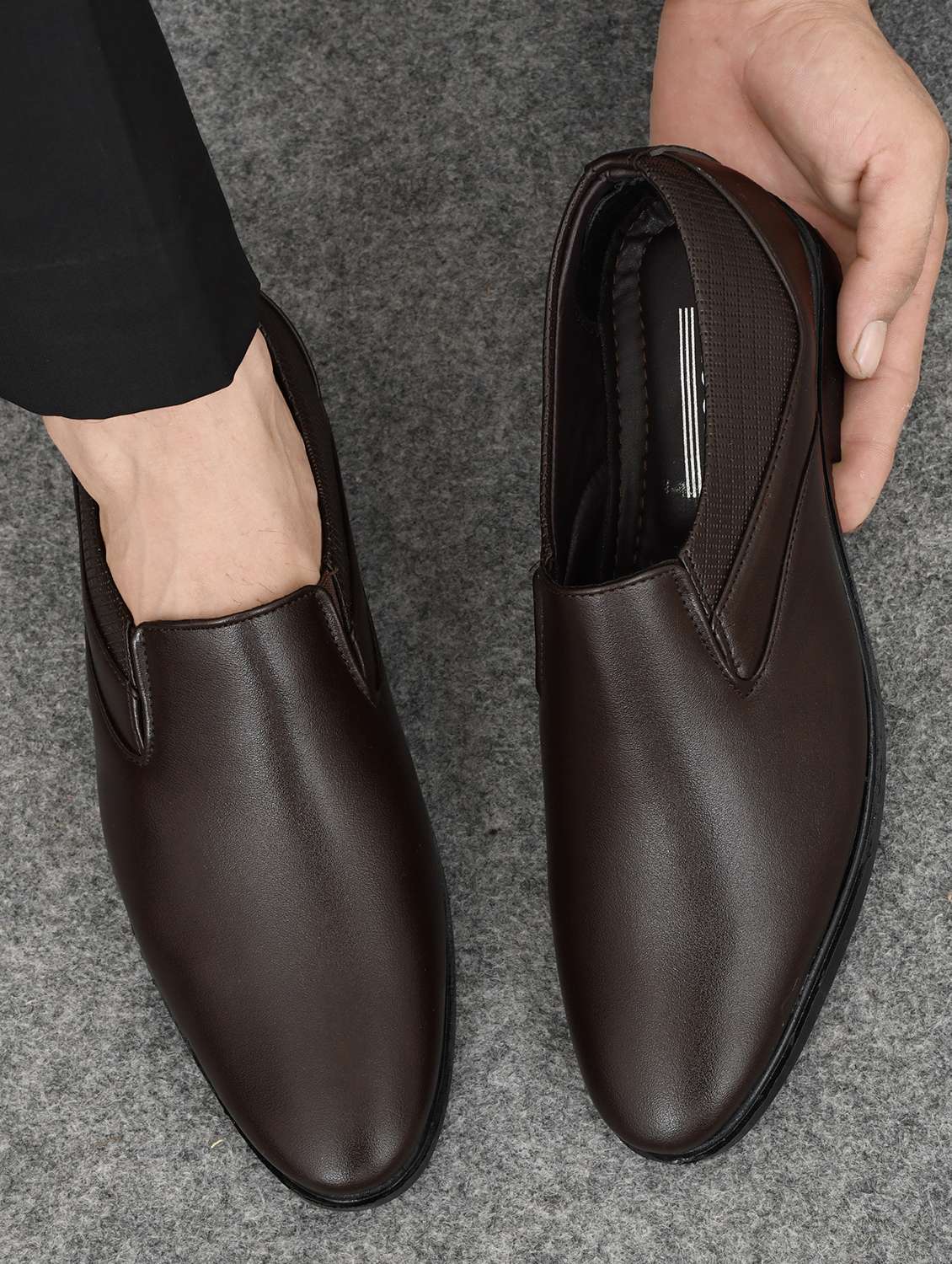 men solid slip on formal shoes - 22622123 -  Standard Image - 1