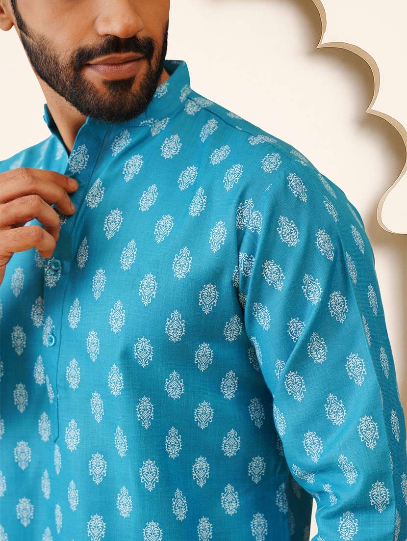 men printed long sleeves kurta pyjama set - 22624657 -  Standard Image - 1