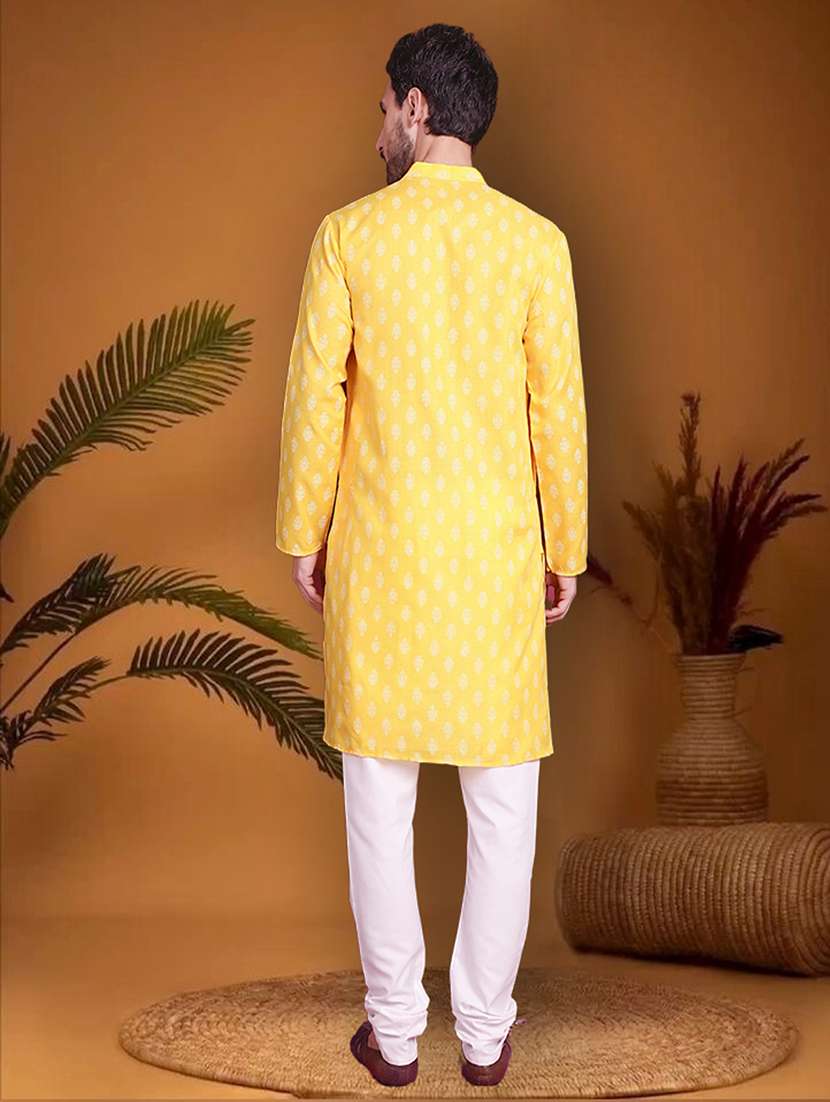 men printed long sleeves kurta pyjama set - 22624658 -  Standard Image - 4