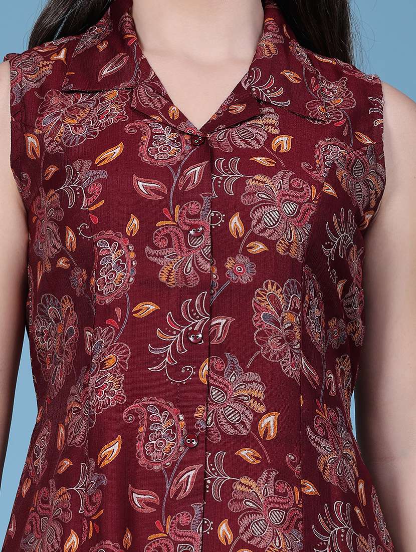 women printed sleeveless a-line dress - 22624713 -  Standard Image - 1