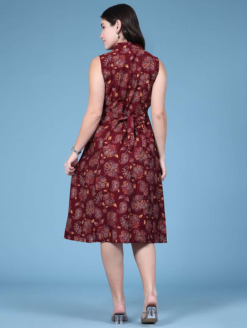 women printed sleeveless a-line dress - 22624713 -  Standard Image - 4