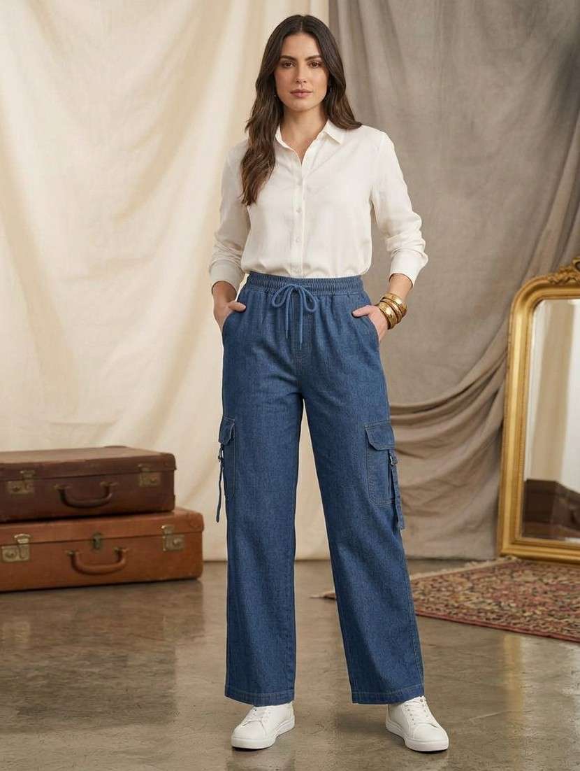 women solid mid rise regular fir cargo - 22624738 -  Standard Image - 1