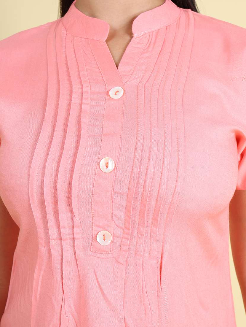 Women Solid Short Sleeves Straight Kurta - 22624778 -  Standard Image - 1