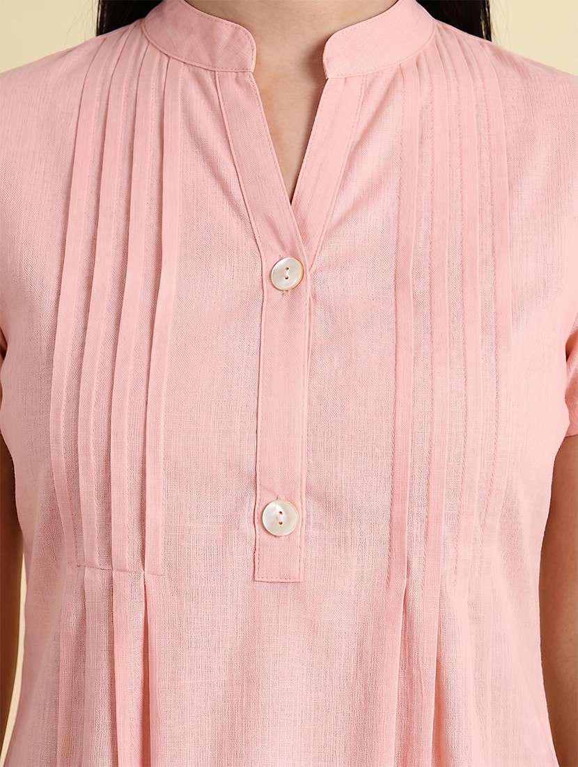 women solid short sleeves straight kurta - 22624780 -  Standard Image - 1