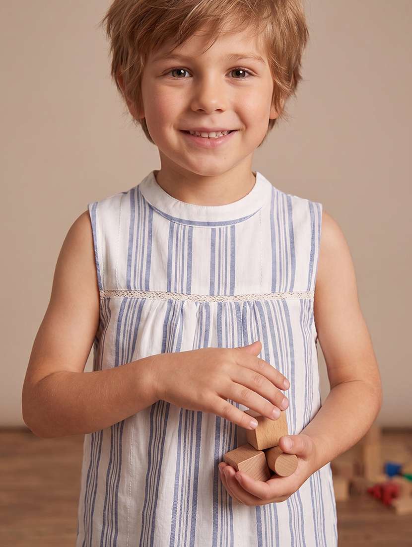 girls striped sleeveless regular fit top - 22624828 -  Standard Image - 1