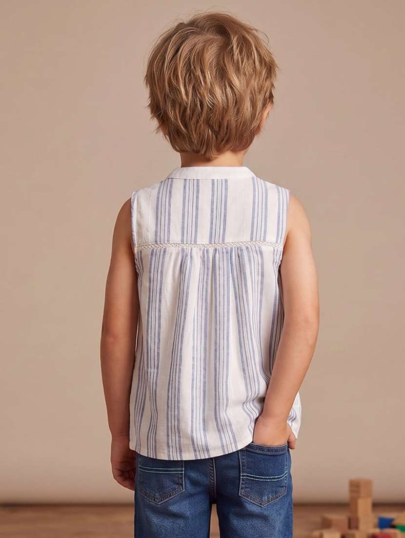 girls striped sleeveless regular fit top - 22624828 -  Standard Image - 4